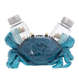 Blue Polystone Crab Salt & Pepper Set    WW-772-S
