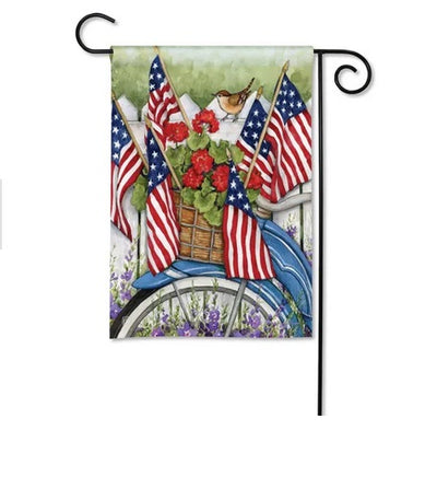 red, white & blue bike garden flag sd-33097