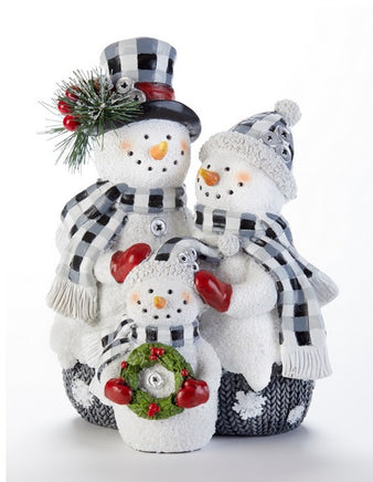 black/white check snowman family dl115707-1
