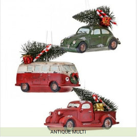 retro vehicle w/trees holiday ornaments   rg0758620