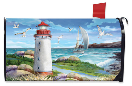 Coastal Summer Lighthouse Mailbox Cover