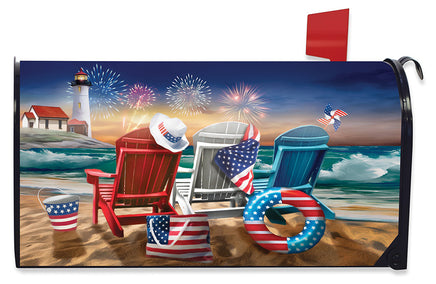 fireworks at the beach mailbox cover mc5-9502