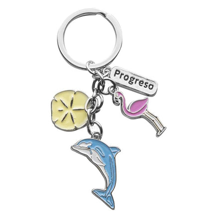 keychains charms- flamingo-sand dollar -dolphin f5036-3