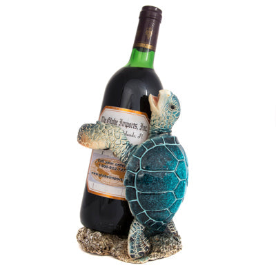 blue resin turtle wine bottle holder ww-401