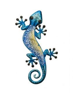 watercolor gecko blue metal wall decor 24"  ra1912362