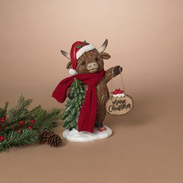 Highland Cow with Holiday Sign  10.6"   GR165260