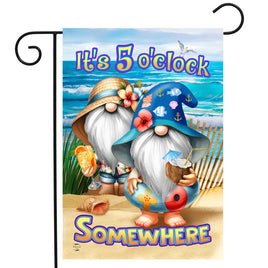 5 O'Clock Beach Gnome Garden Flag   GF4-8623