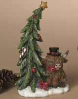 Highland Cows under their Christmas Trees 2 Asst    GR075280