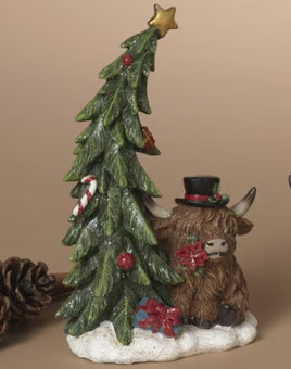Highland Cows under their Christmas Trees 2 Asst    GR075280