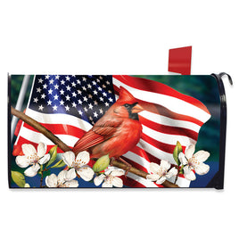 American Cardinal on Flag OS Mailbox Cover        OSMC8-8507