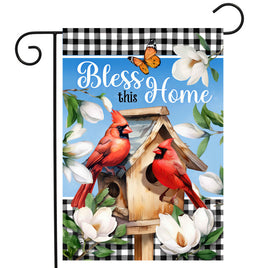 Bless This Home Cardinal Garden Flag   GF4-8617
