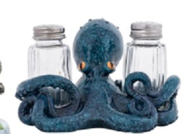 Blue Polystone Octopus Salt & Pepper Set    WW-775-S