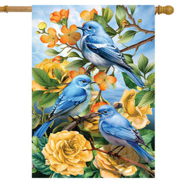 Bluebirds and Roses Std Flag   HF8-28656