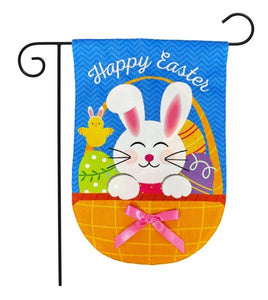 Bunny in Easter Basket Burlap Garden Flag   GF6-8327