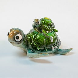 Cartoon Green Turtle With Baby Figurine      H5321-11G