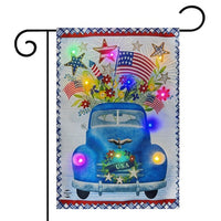 Celebrate Americana Pickup Burlap LED Garden Flag   GF8-8641