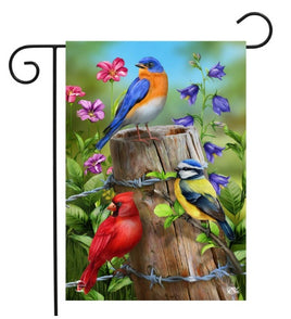 Fence Post Birds Garden Flag   GF4-9150