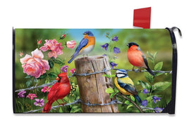 Fence Post Birds Mailbox Cover       MC6-9150
