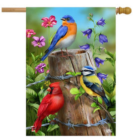 Fence Post Birds Std Flag   HF8-29150