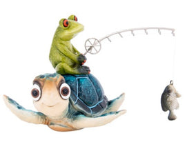 Frog on a Turtle Fishing  6 1/2" Tall   WW-988
