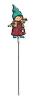 Gnome Girl w/Ladybug Plant Pick           SV08-94280