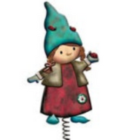 Gnome Girl w/Ladybug Plant Pick           SV08-94280