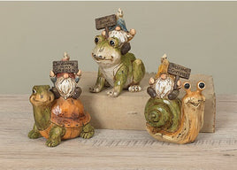 Gnomes Riding Turtles, Snail & Frog       GR041960