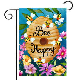 Happy Beehive 2 Sided Garden Flag   GF5-8888