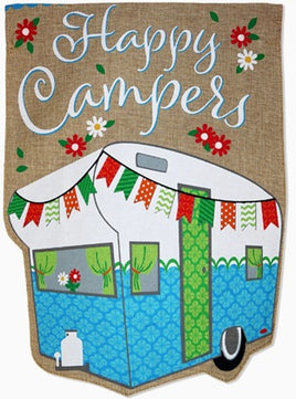 Happy Camper Burlap Garden Flag    TG-70498