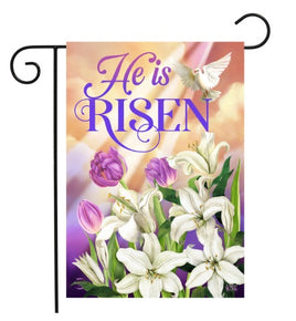 He Is Risen with Lilies Garden Flag   GF4-9165