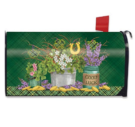 Lucky Potted Shamrocks Mailbox Cover       MC6-09537