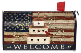Patriotic Birdhouse OS Mailbox Cover       OSMC8-8846