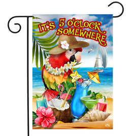 5 O'Clock Parrot in Paradise Garden Flag   GF4-8853