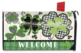 Patterned Shamrocks OS Mailbox Cover       OSMC8-9169