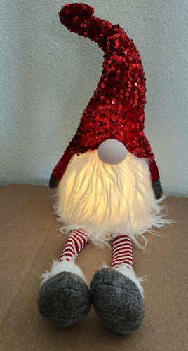 Lighted Red Sequin Hat Gnome