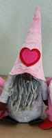 Two Pink/Red Heart Gnomes & 1 Gray/ Pink Heart Gnome