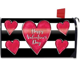 Striped Valentine's Heart Mailbox Cover       MC6-09174