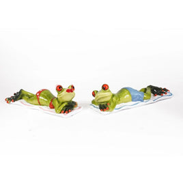 Sunbathing Cute Frogs Figurines