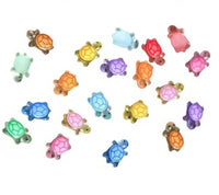 Tiny Luminous Multi-Colored Resin Turtles Set of 10