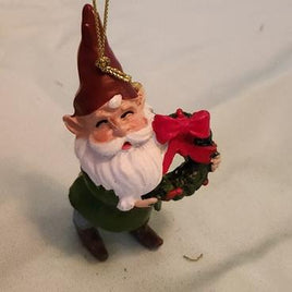 Holiday Gnome with Wreath Ornament  WB9933  - Special Purchase Gnomes