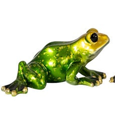 Metallic Looking Resin Green Frogs 4"   Figurine      WW-576Y-4