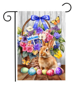 Welcome Bunny & Basket Garden Flag   GF4-8505