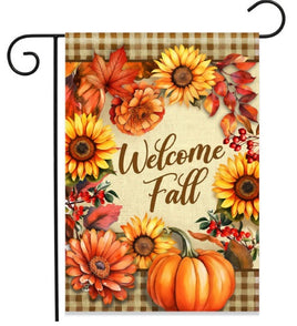 Welcome Fall Flowers Double-Sided Garden Flag   GF4-8464DS