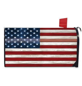 Wooden American Flag Mailbox Cover       MC6-8676