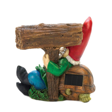 solar resin welcome gnome & turtle         sg-15673