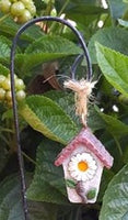 pretty little birdhouse with shepherds hook           032075