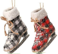 frosted checkered skate holiday ornaments    rg0864512 5) rg0864512-rb2  set of red & black skates