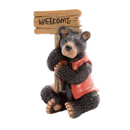 miniature black bear w/welcome sign       30023588