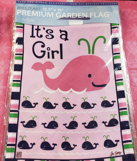 whales - it's a girl garden flag   sd-31132