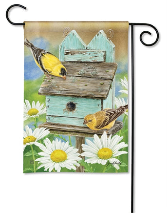 finches and flowers garden flag                    sd-32135